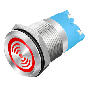金属蜂鸣器防水连续断续声响12v24v带红灯故障提醒闪光19/22mm