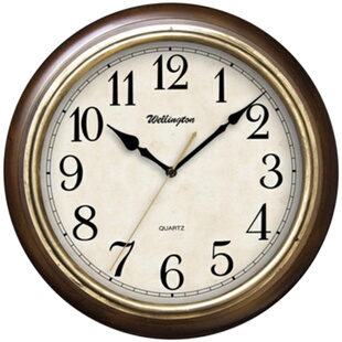 英国品牌威灵顿欧式客厅卧室实木静音挂钟直径34