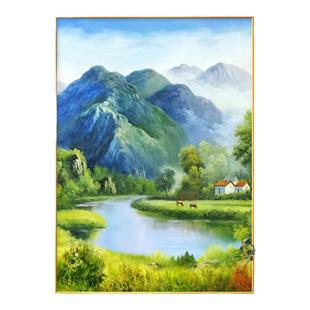 福居宝地玄关装饰画竖版招财山水风景走廊过道挂画正对门手绘壁画
