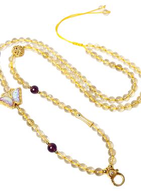 金发晶天然水晶蝴蝶泰国佛牌链