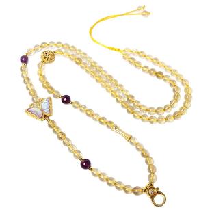 金发晶黄发晶天然水晶蝴蝶泰国佛牌链子佛牌吊坠翡翠玉石蜜蜡挂绳