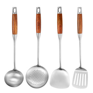 食品级不锈钢花梨木手柄锅铲汤勺饭勺剪铲漏勺家用厨房套装