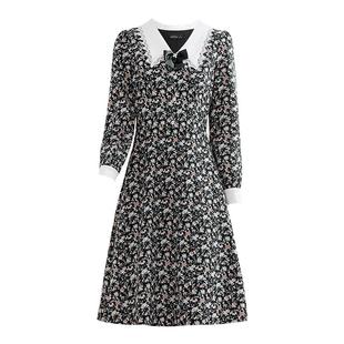 未风碎花娃娃领连衣裙女秋2025冬季新款气质复古减龄法式年会裙子