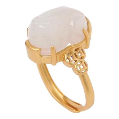 宫里上新正品和田玉貔貅戒指