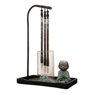 3款兜水免洗保湿毛笔挂简约笔架摆件创意润笔接水的文房四宝干挂