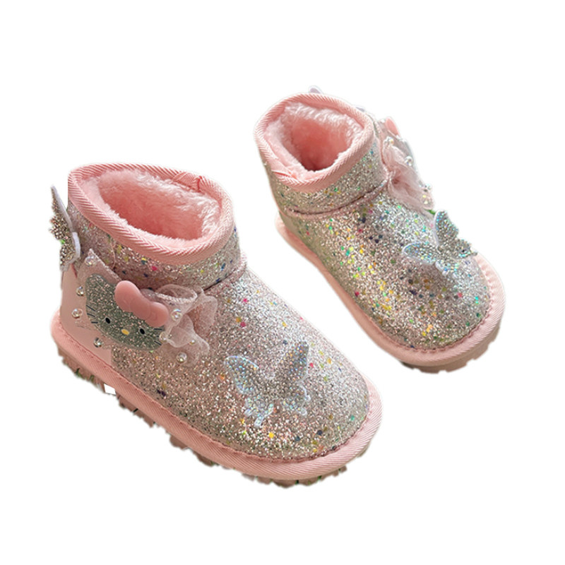 女童冬季洋气雪地靴加绒防水防滑