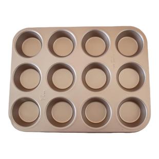 三能多连马芬烤盘6连12连圆形蛋糕碳钢不沾麦芬蛋糕家用烘焙模具