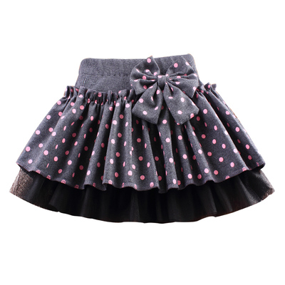 圆点百搭秋冬季女宝宝毛呢蓬蓬裙