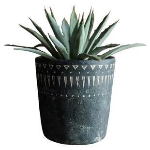 复古花盆大号黑色仿陶瓷花盆做旧粗陶土水泥花盆大口径侘寂风花盆