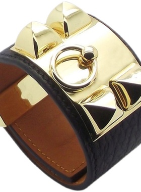 欧美女牛皮八塔皮手镯铆钉宽版