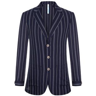 【西班牙进口面料】东博利尼秋季条纹休闲西装外套男士纯棉便西潮