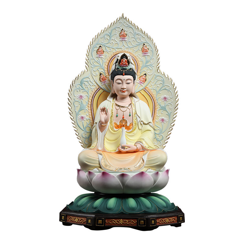 戴玉堂陶瓷摆件《全屏西方三圣观音》阿弥陀佛大势至佛像家用供奉