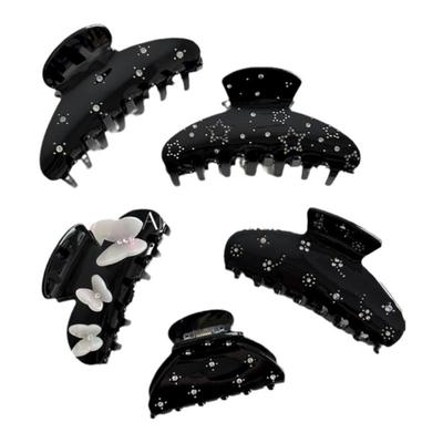 AM1013抓夹醋酸暗黑镶钻蝴蝶抓夹