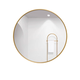 轻奢化妆镜浴室镜挂墙式高清玻璃卫生间镜子免打孔带置物架化妆镜