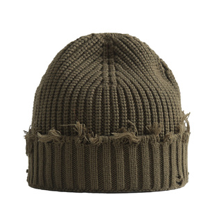 omububu日系乞丐套头帽女秋破洞毛边针织冷帽做旧复古毛线帽男潮