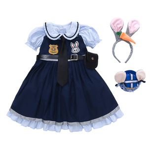 夏新迪士尼女童兔子朱迪警官扮演服万圣节疯狂动物城Zootopia cos