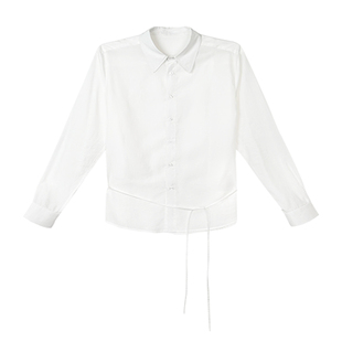 weave 纯白时光 白色百分百天丝静奢轻透亲肤感宽松绑带衬衫
