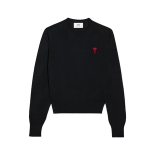 Ami Paris 女士红色ADC美利奴羊毛毛衣 爱心针织衫