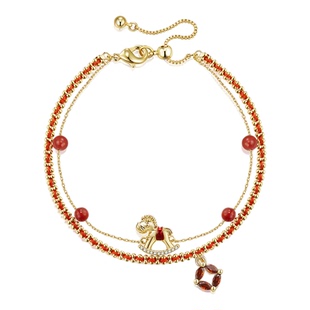 阿吉豆AJIDOU本命年小马红绳手链女手串编织手绳新中式国风手饰品