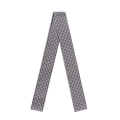 夏季黑白格复古女轻熟丝巾飘带