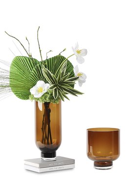 现代轻奢咖色玻璃花瓶插花酒店客厅餐桌茶几玄关创意花器花艺摆件