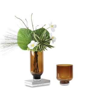 现代轻奢咖色玻璃花瓶插花酒店客厅餐桌茶几玄关创意花器花艺摆件