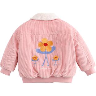 【打折】马克珍妮女童加绒保暖灯芯绒外套冬装宝宝上衣213080