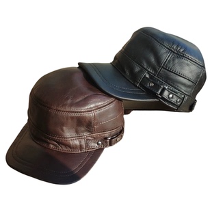 男士牛皮帽子羊皮真皮护耳棉帽中老年冬季加厚保暖户外男款可调节