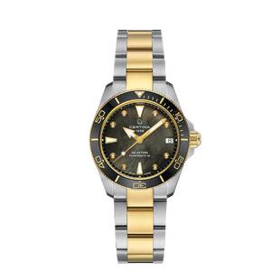 【9折】Certina雪铁纳女表官方正品小海龟黑盘潜水运动表