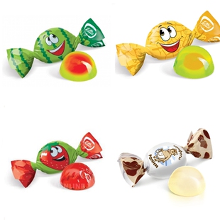 俄罗斯进口康吉西瓜味软糖 半球水果汁夹心软糖 果味喜糖年货包邮