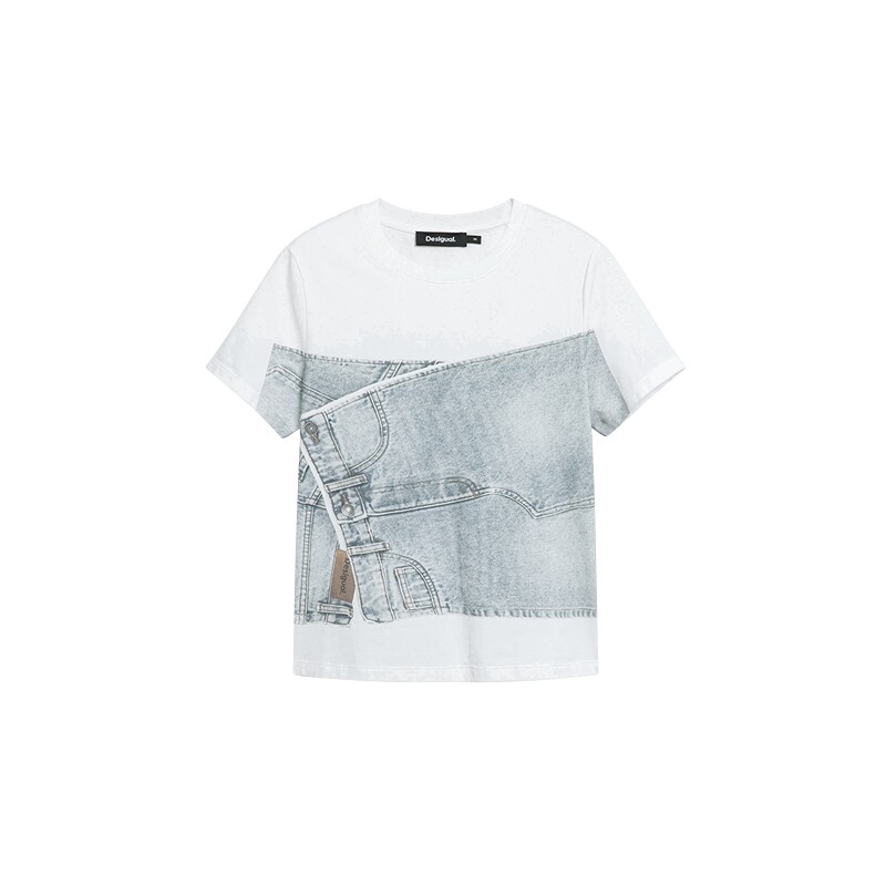 Desigual【博主同款】新品修身仿牛仔印花短袖女式T恤