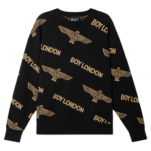 BOYLONDON春季情侣款刺绣圆领潮牌百搭长袖针织套头毛衣N60909