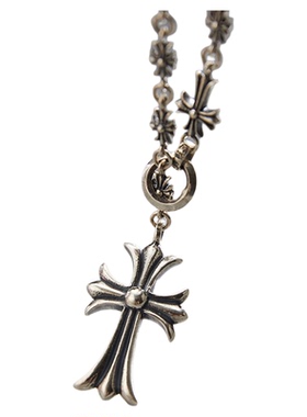 925银复古十字架项链男长款