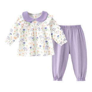 婧麒女童春装套装初秋2026新款春季翻领女宝宝洋气时髦两件套童装