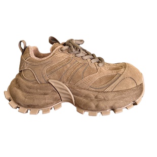 美拉德巴恩风+品质尖货早春ins潮酷真皮增高厚底老爹鞋女鞋运动鞋