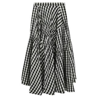 MOUSSY 春季文艺感不规则格纹半身裙女028JSX31-1066
