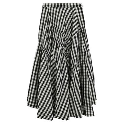 MOUSSY 秋季文艺感不规则格纹半身裙女028ISA30-3021