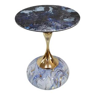 轻奢客厅沙发边几边柜艺术感边几意式床头小茶几家用圆形移动茶几