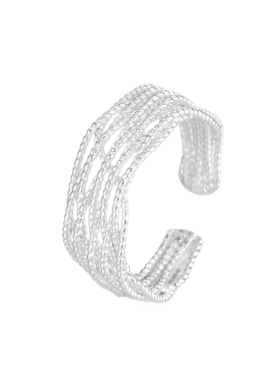 梵灵闪亮银丝戒指纯银古法编织