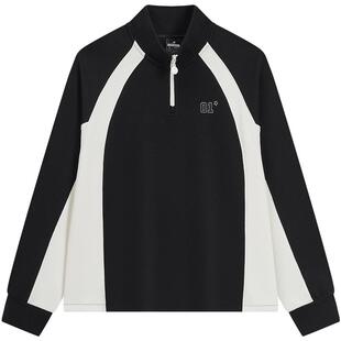 特步半拉链卫衣女款2025秋季新款拼色宽松套头长袖975328920187