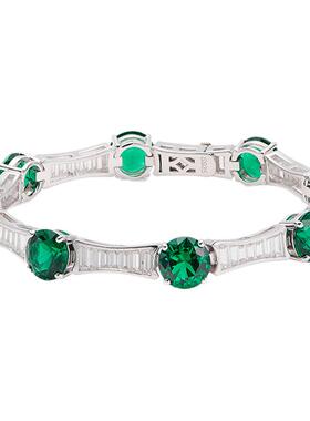 圆绿方白手链摩邦珠宝