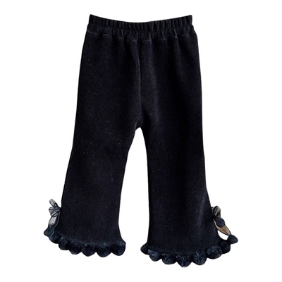 女童不起球加绒灯芯绒裤子微喇叭裤中小儿童女孩秋冬季加厚喇叭裤