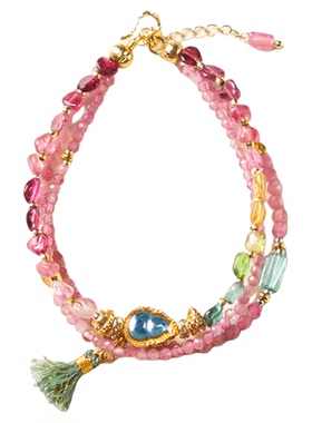 天然粉碧玺三生三世火土相生老街