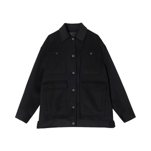 JNBY/江南布衣折扣秋冬毛呢翻领夹克单排扣长袖工装外套通勤女