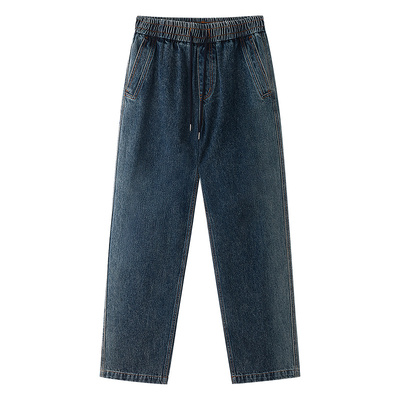 美特斯邦威侧边渐变直筒牛仔长裤