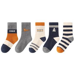 斑比童袜男童袜子春秋款棉袜大童男孩秋冬季青少年儿童无骨中筒袜