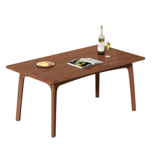 三梦实木餐桌椅组合家用小户型吃饭桌子2026新款中古风长方形餐桌