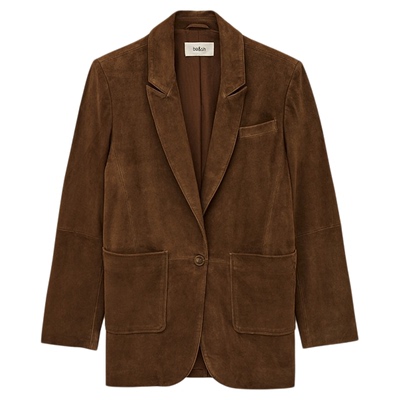 bash冬季法式复古巴恩风经典质感焦糖色廓形西装短外套女1H25MOST