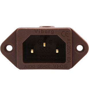 Viborg维堡纯紫铜脚AC品字电源机尾插座胆机功放电源尾座插尾免焊