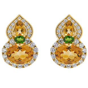 LAMUANA高品黄水晶葫芦套装轻奢高级设计感银镀厚金水晶耳钉91408